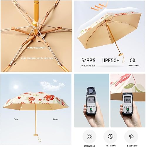 Miniatura 6 de Pequeño paraguas plegable con diseño compacto perfecto para viajes al aire libre, protección UV, sombrillas de sol y lluvia