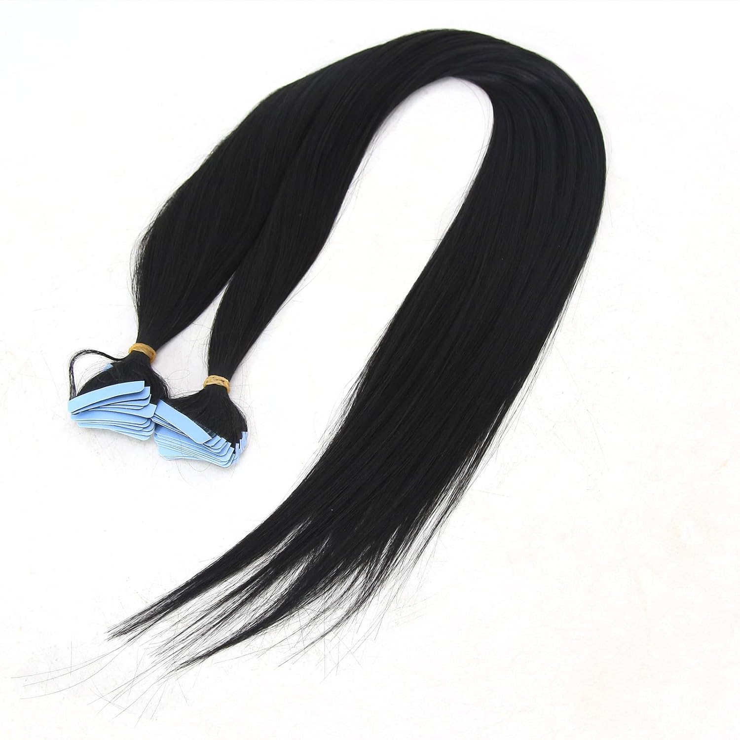 BTWTRY Black Tape in Hair Extensions Straight Hair 40pcs 100g #1B Synthetic Hair Extensions 24 Inch