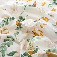 Vista 9 de MILDLY - Juego de funda de edredón con patrón, 3 piezas, 100 % algodón lavado, diseño de jardín floral botánico con hojas de flores, sensación