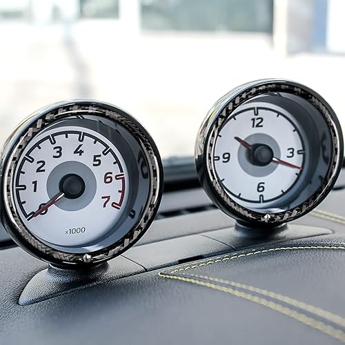 Miniatura 4 de JUPIZEUS Fibra de carbono, calcomanía para marco del velocímetro del tablero del automóvil para Benz Smart Fortwo 2008, 2009, 2010, 2011, 2012,