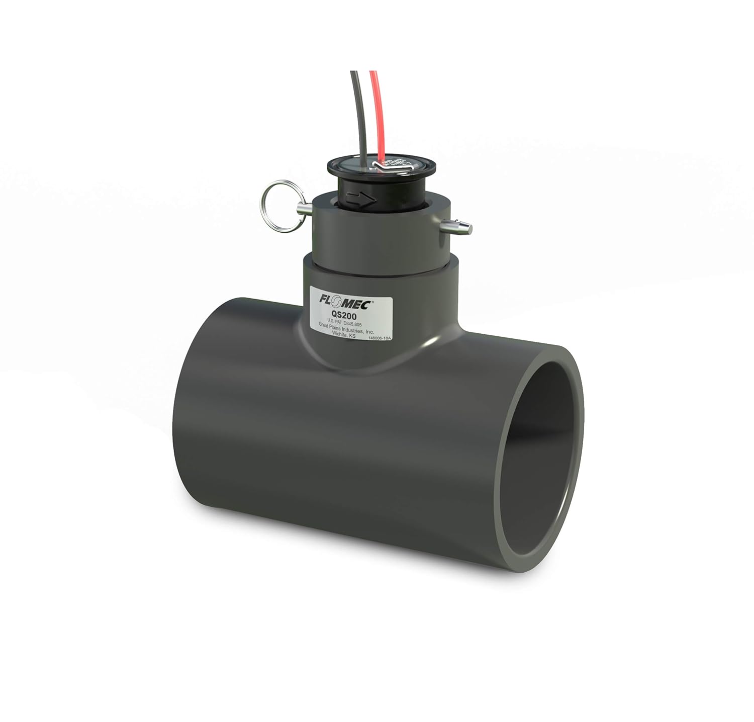 QS200 Series Ultrasonic Flow Sensor for Water, Schedule 80 PVC 2 inch Tee (QS200-20)