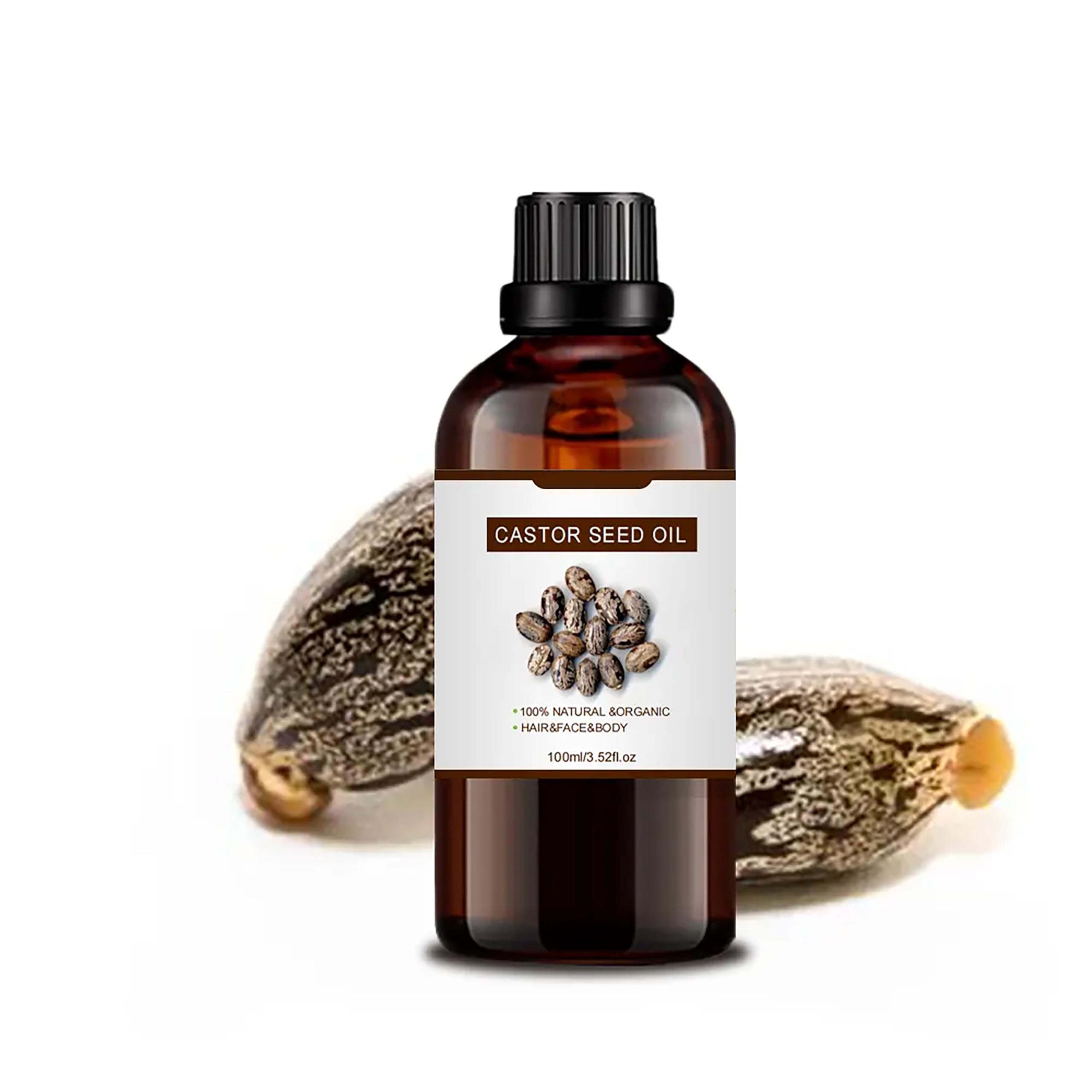 100% Pure Castor Seed Oil Essential Oil for Hair Growth,Non-GMO High Oleic Natural Organic Castor Seed Oil for Skin,Dry Damaged Body & Face Moisturizing