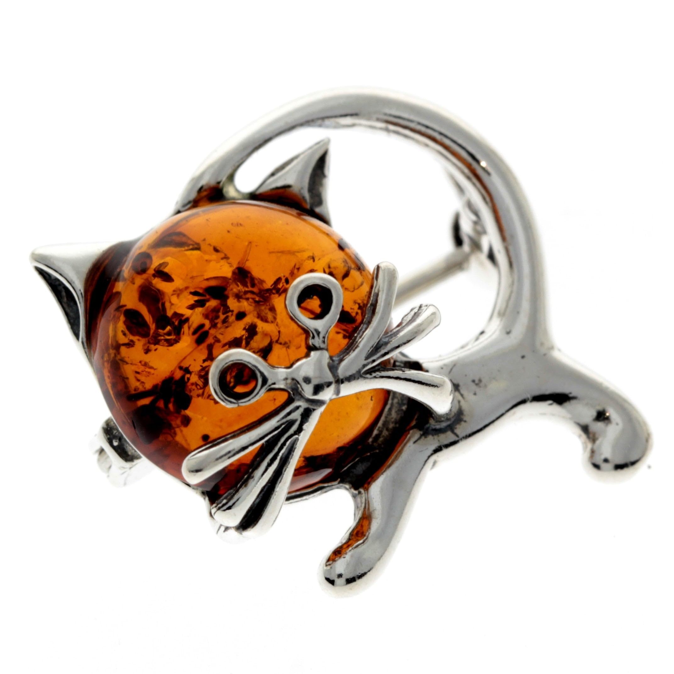 SilverAmber Damen - 925 Silber Brosche mit Bernstein - 4174