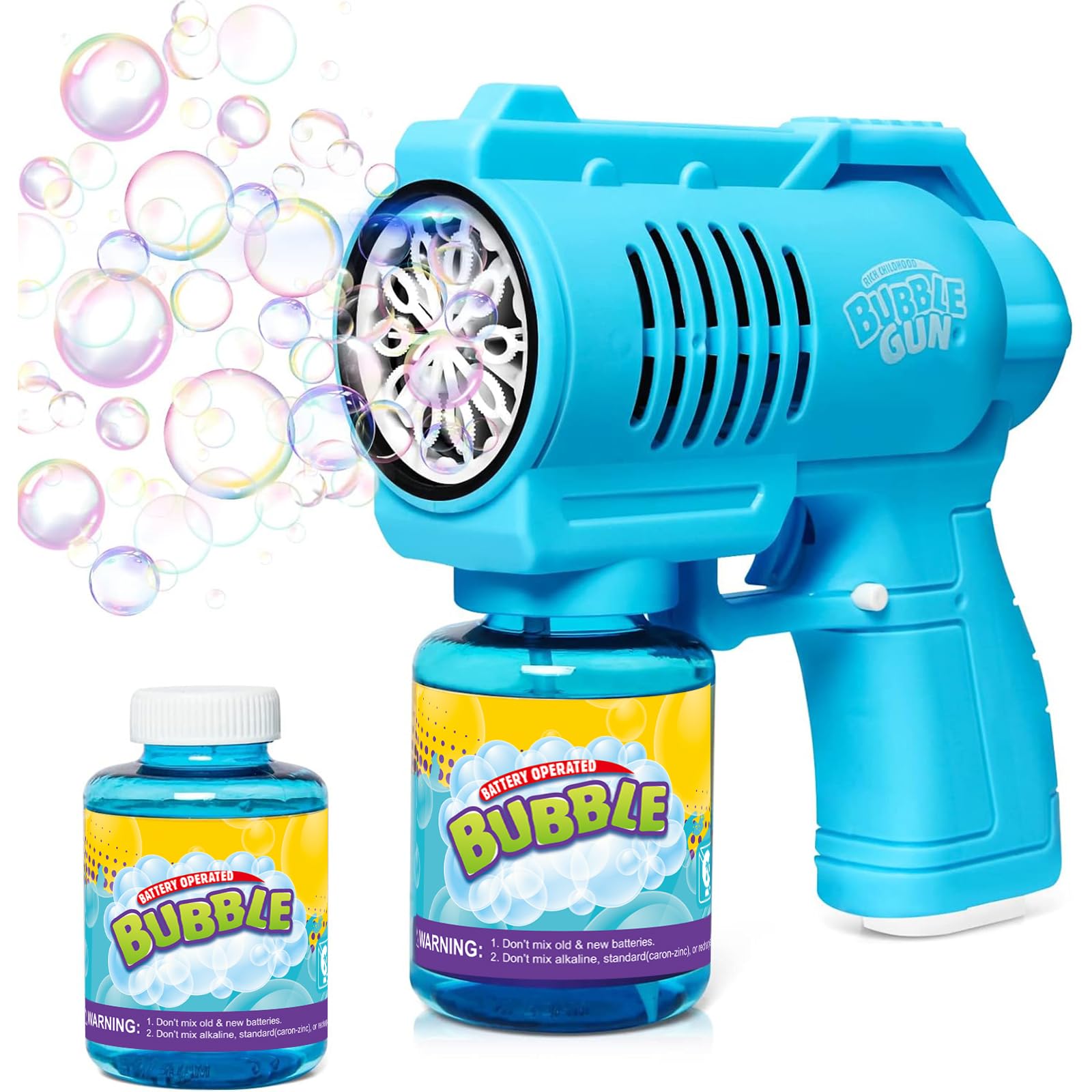 Bubble Machine Gun for Kids,10 Hole Electric Silent with Colorful LED/130ml Solution Bubble Gun Toys,10000+ Bubbles Per Minute,Durable Automatic Bubble Makers Toy for Boys/Girls/Wedding Scene