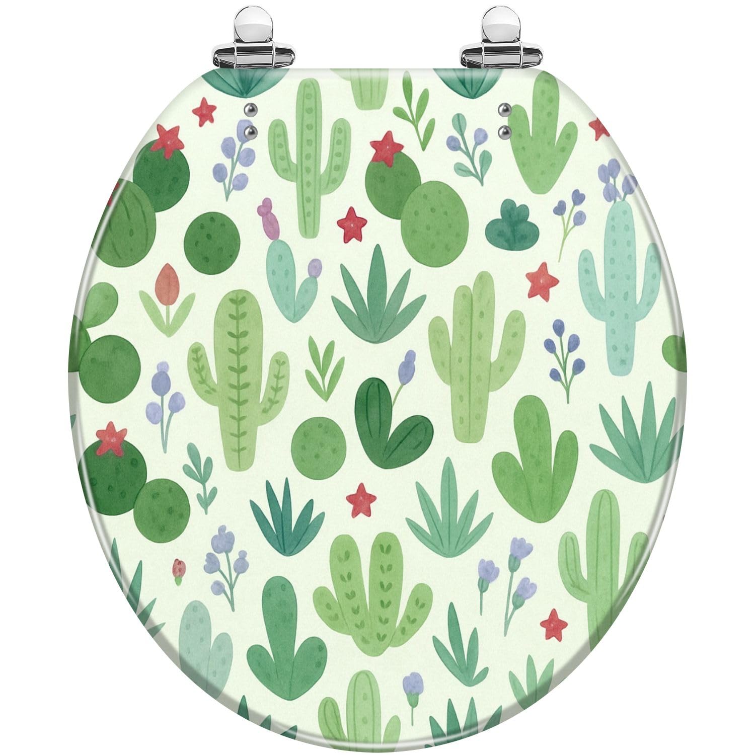 Elongated Rainbow Resin Toilet Seat with Slow Close Lid and Quick-Release Hinges(Multi9,16.5x14.5)