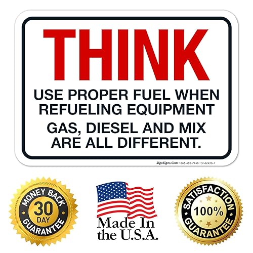 Miniatura 30 de Think When Refueling Equipment to Use Proper Fuel Gas Diesel and Mix Sign, 24x30 Inches, 3M EGP Reflective .080 Aluminum, Fade Resistant, Made in USA