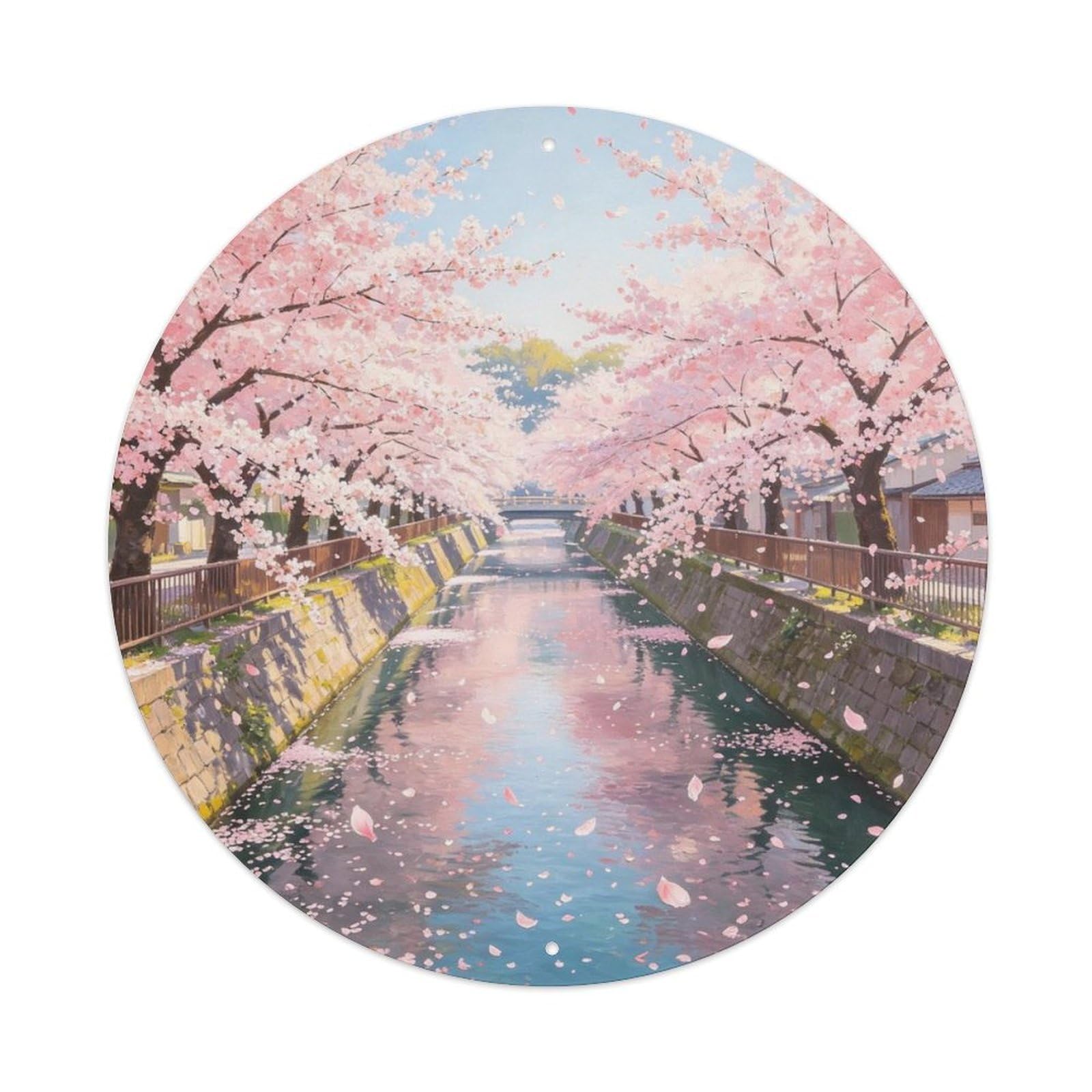 Cherry Blossom Canal Metal Tin Sign Plaque