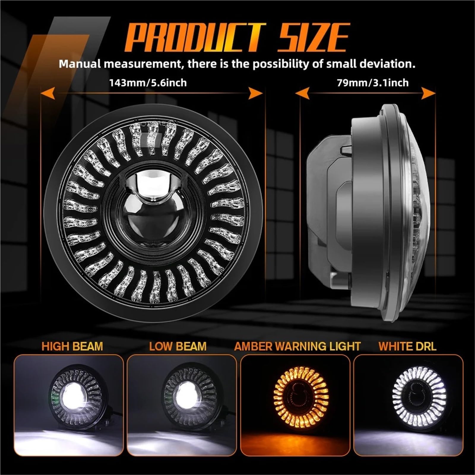 LED Oświetlenie pomocnicze Do Reflektorów LED 4x4 5,75 Cala | Projektor 9-32V 7 Tum Rund Len 180W H4(1pc M008X)