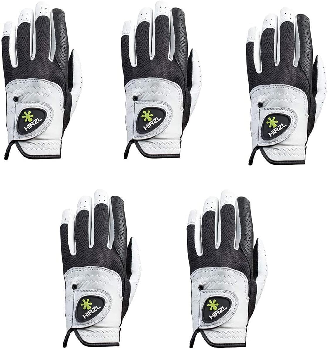HIRZL Trust Control 2.0 Golf Gloves, All Weather Mens Golf Glove, White/Black, Kangaroo Leather Palm, Cabretta Leather Backhand, Trusted by Pro’s, Sweat Free, Ultimate Grip