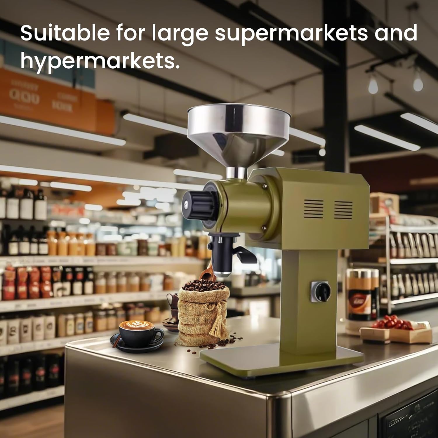 Huanyu 98mm Sharked Teeth Burr Coffee Grinder Industrial Coffee Grinder Electric Commercial Coffee Grinder Heavy Duty