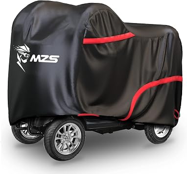 MZS Mobility Scooter Storage Cover, 420D Outdoor Waterproof Protection Electric Scooter Cover Accessories fit up to 56 inch 3 or 4 Wheel Scooters - Vents Night Reflective Buckle Lock-Holes Bag