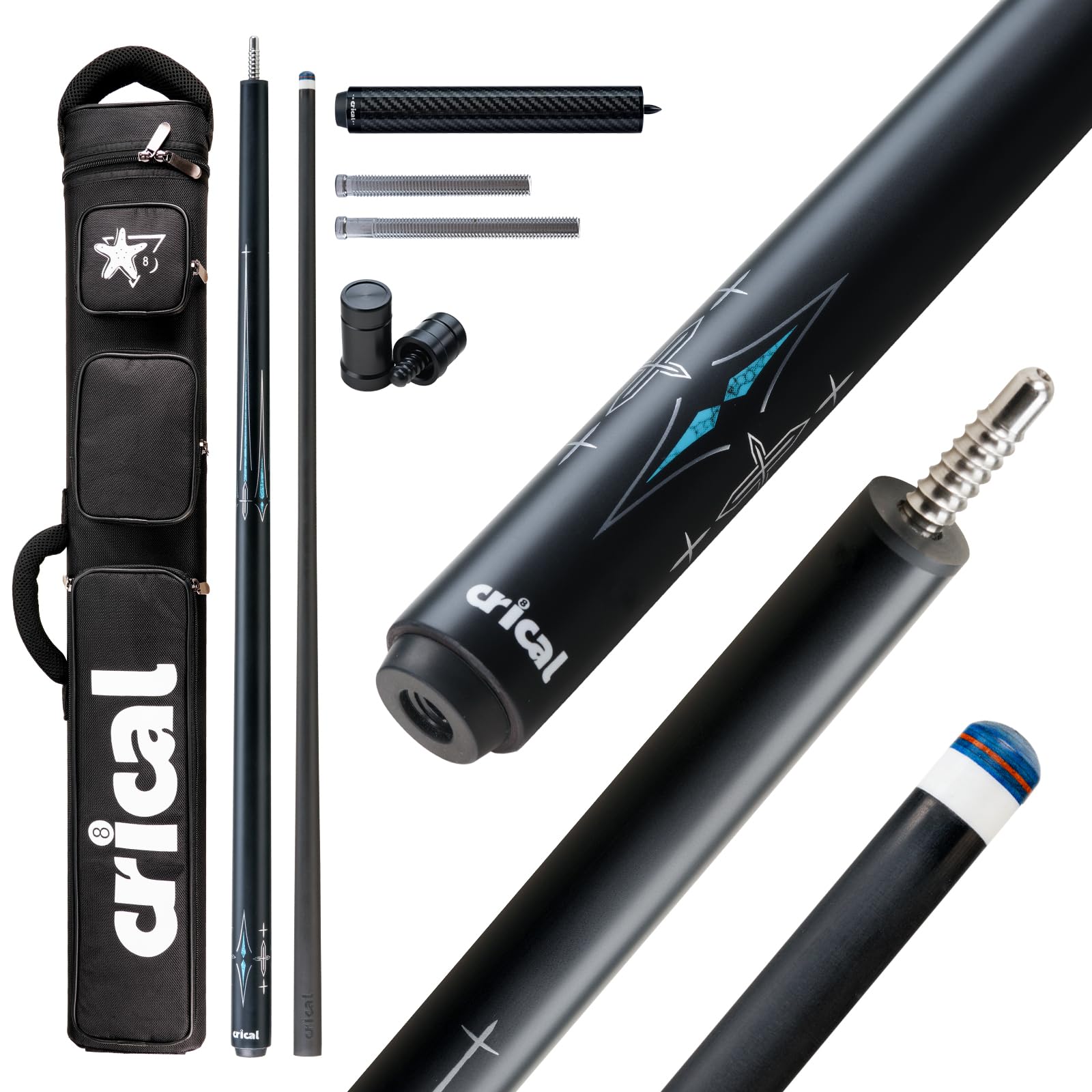 CRICAL Carbon Fiber Pool Cue Stick 58in Low Deflection Billiard Cue