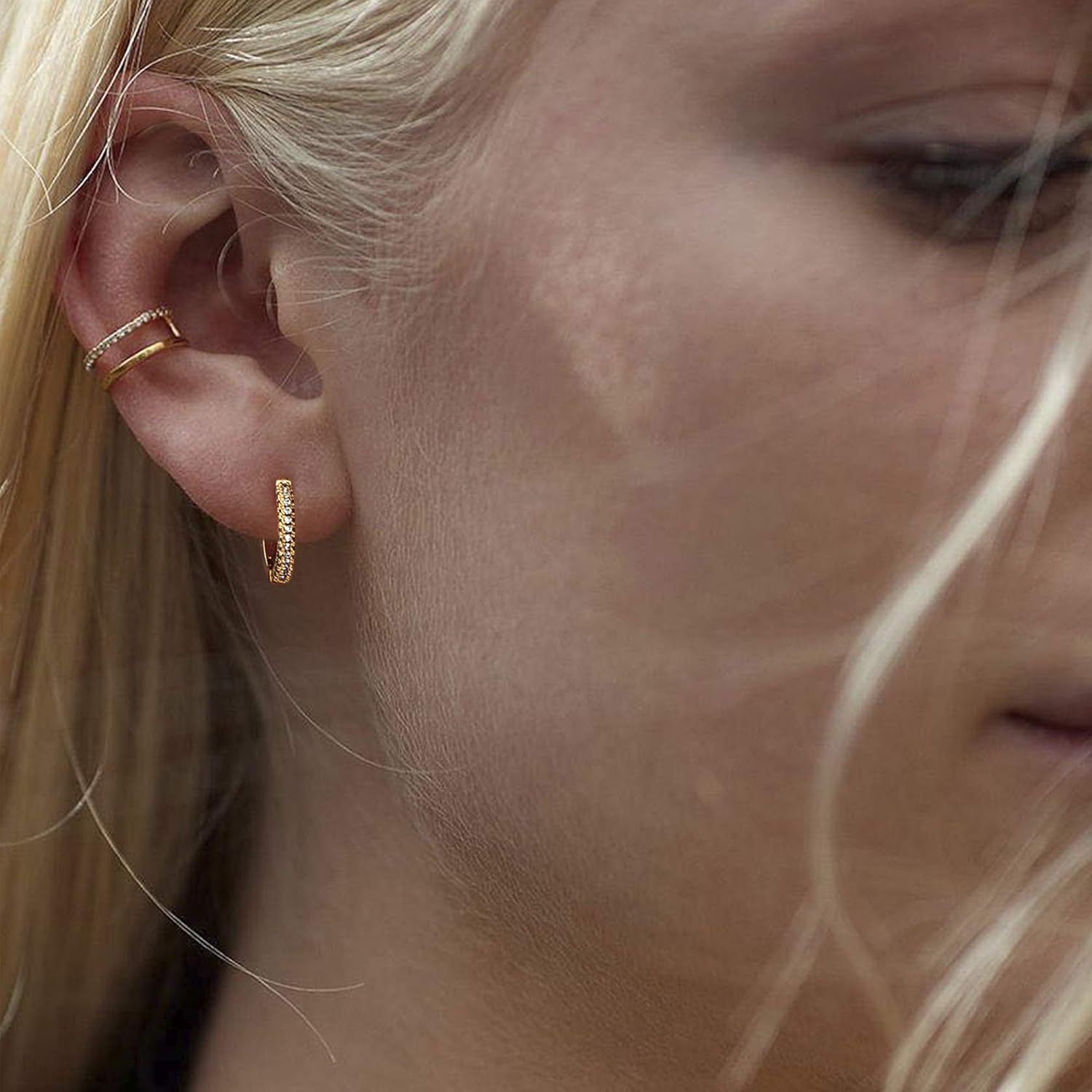 MEVECCO Gold Hoop Earrings for Women 18K Gold Plated Huggie Earrings Handmade Simple Minimalism Hoop Hypoallergenic Earrings for Everyday Jewelry - Image 2