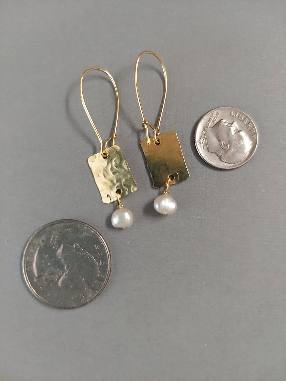 Handmade Lightweight Goldtone Womens Dangle Rectangle Drop Earrings Beads by Bettina