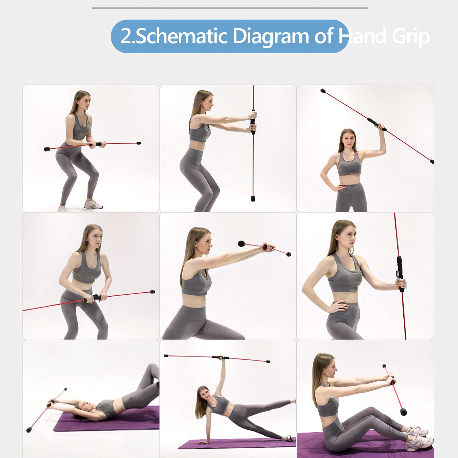 Pongnas Schwingstab, Shake Weight Stick, Trainingsstange, Schulterentlastungs Vibrations Fitness für Rumpfkrafttraining, Stabilitätstraining Im Heim Fitnessstudio