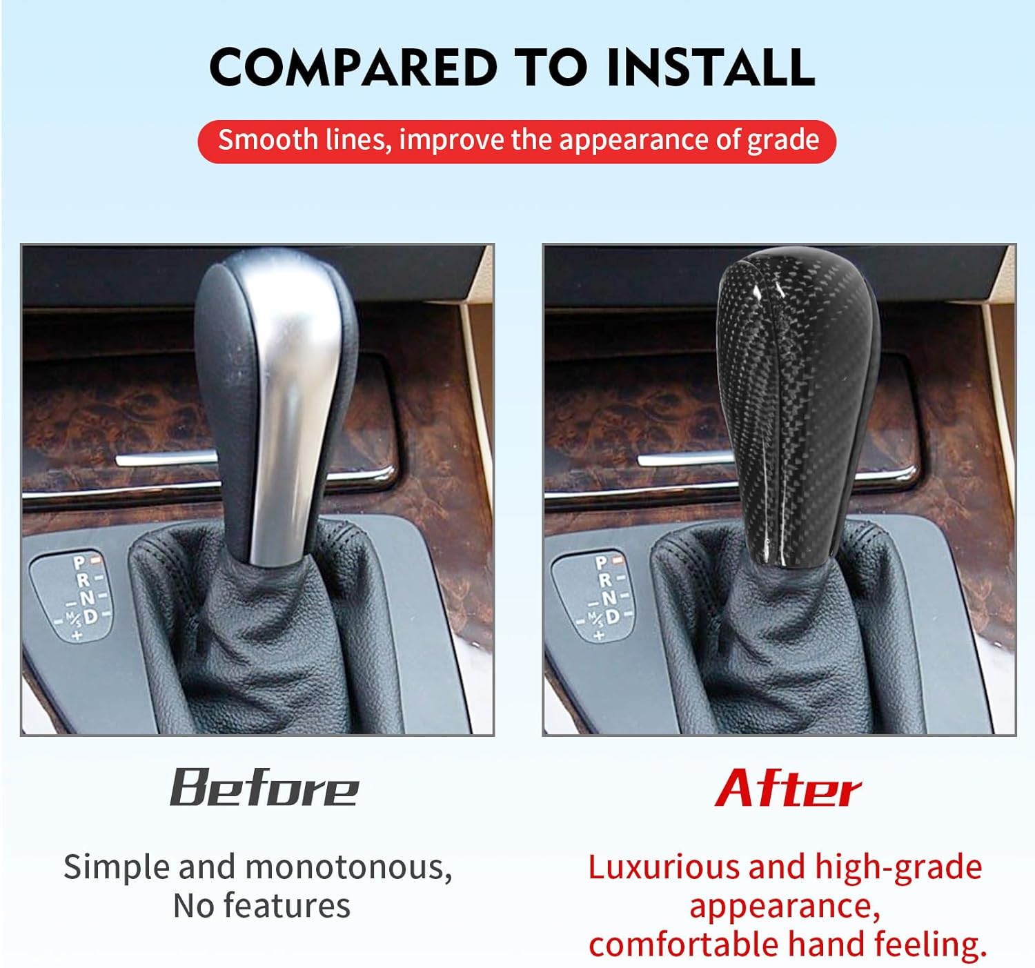 Compatible with Carbon Fiber Gear Shift Knob Head Cover Automotive Shift Lever Modified Decoration for BMW E81 E82 E87 E90 E91 E92 E93 (Black)