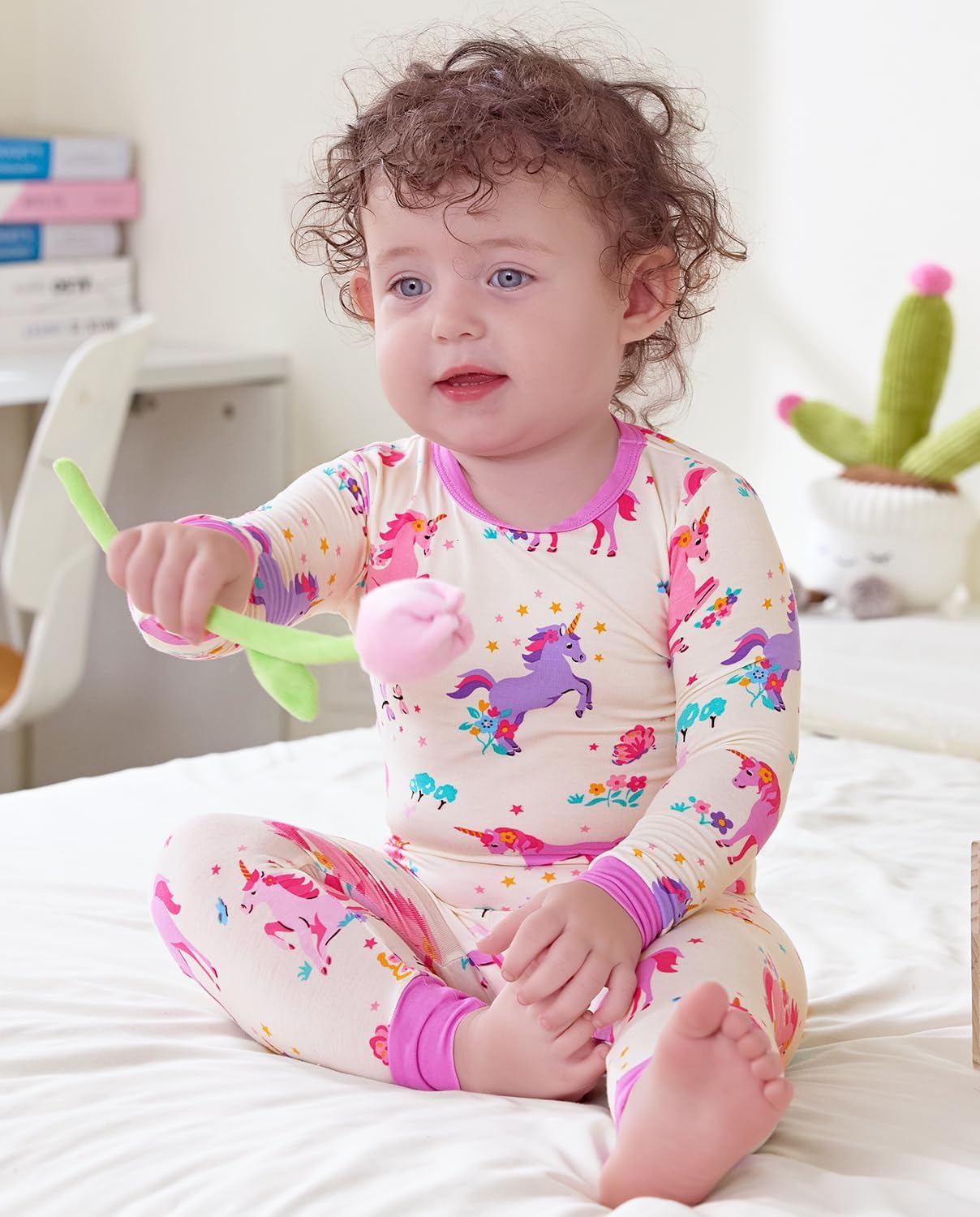 Bamboo Viscose Toddler Girls Kids Pajamas Unicorn Mermaid Pjs Long Sleeve Snug fit 12M-8Y 2pcs Soft Jammies - Image 4