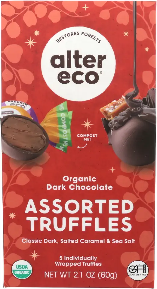 Alter Eco Organic Assorted Dark Chocolate Truffles, 2.1 Oz USDA Organic