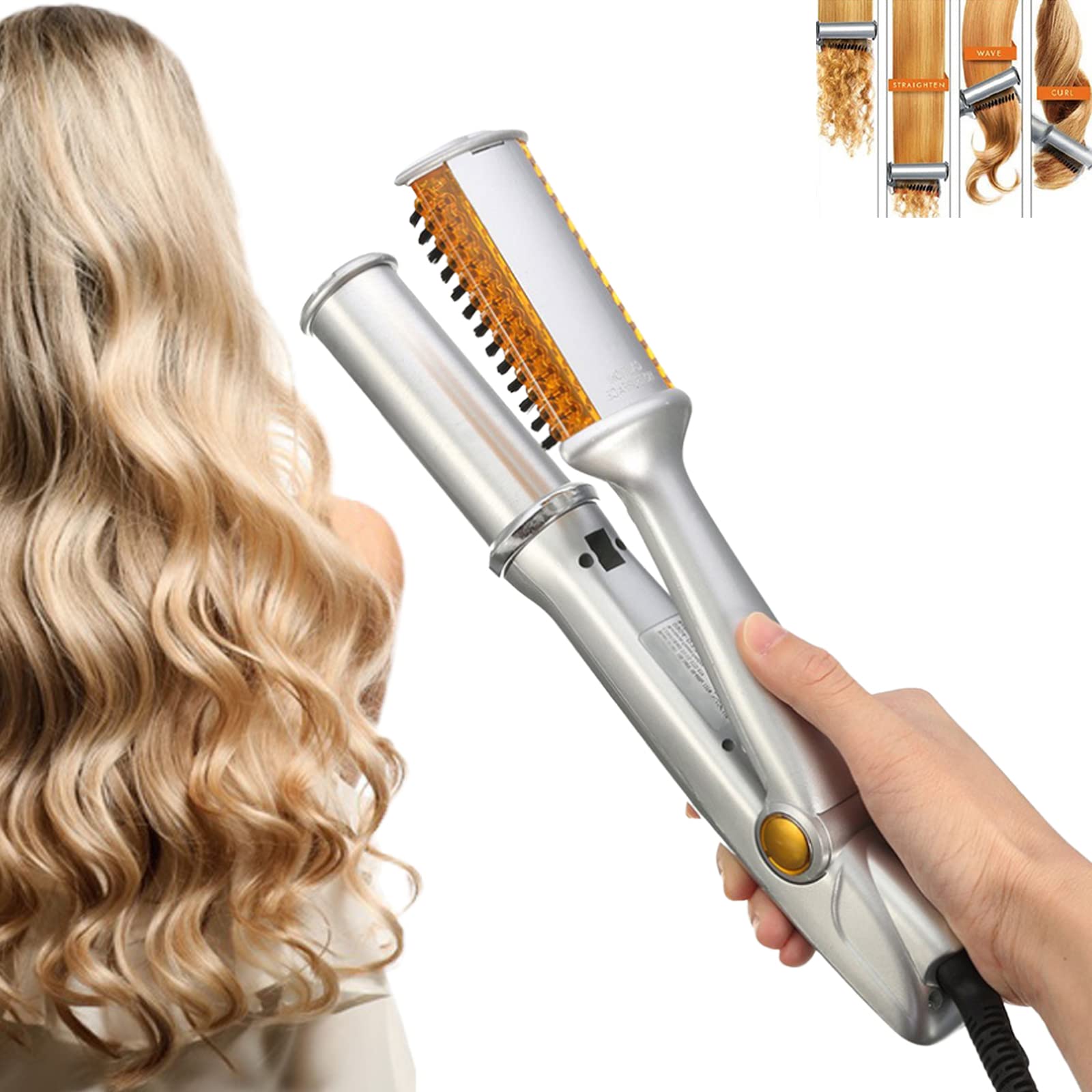 Hair Straightener and Curler 2 in 1, 3 Levels Heat Settings, Instant Heat, Dual Voltage, Automatic Power Off, Professional Salon at Home or Travel