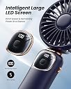 coldSky Portable Handheld Fan, 4000mAh Battery Operated Fan with LED Display, Handheld/Neck/Desk 3 in 1 Personal Small Fans, 90° Foldable Desk Fan with Base, 5 Speed Makeup Lash Fan for Women Blue gallery image