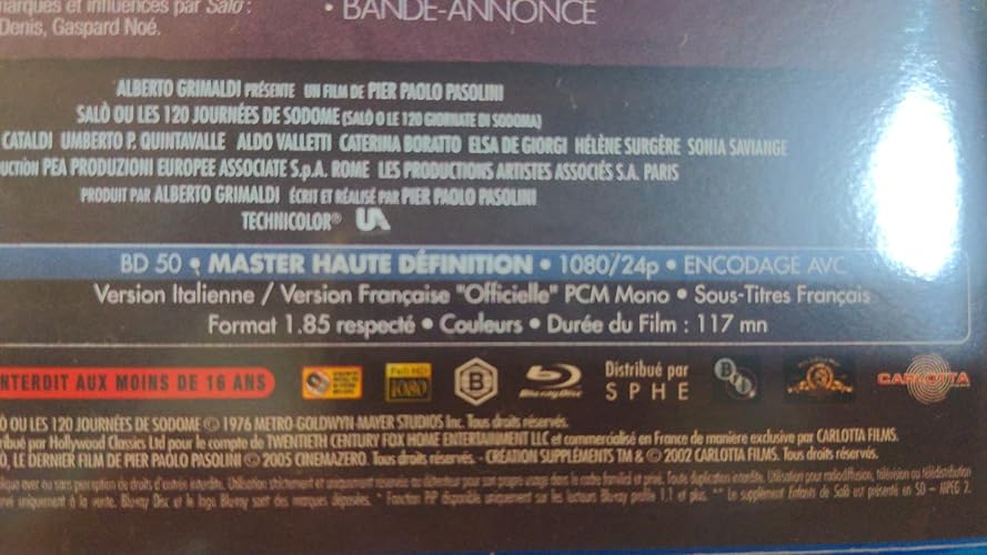 その他 Sal? o le 120 giornate di Sodoma [DVD] [Import] Salo' O Le 120 Giornate Di Sodoma [Italia] [DVD]: Amazon.es