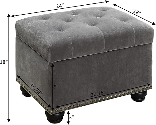 Miniatura 11 de Convenience Concepts Designs4Comfort 5th Avenue Storage Ottoman 24" - Contemporary Foot Stool and Seat with Hinged Lid for Living Room, Dining Room,