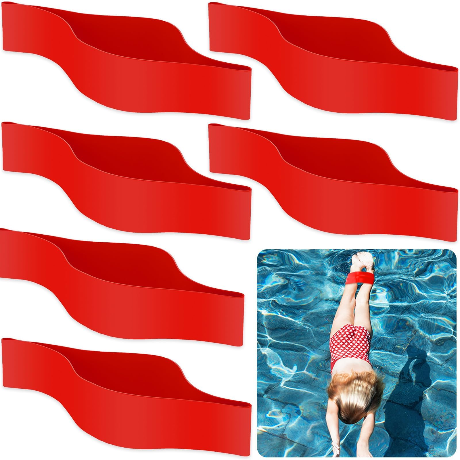 Sumind 6 Pcs Rubber Pulling Ankle Strap for Swimming Ankle Bands Swim Band Swimming Gear for Legs Resistance Exercise Strength Swimming Training Equipment Accessories