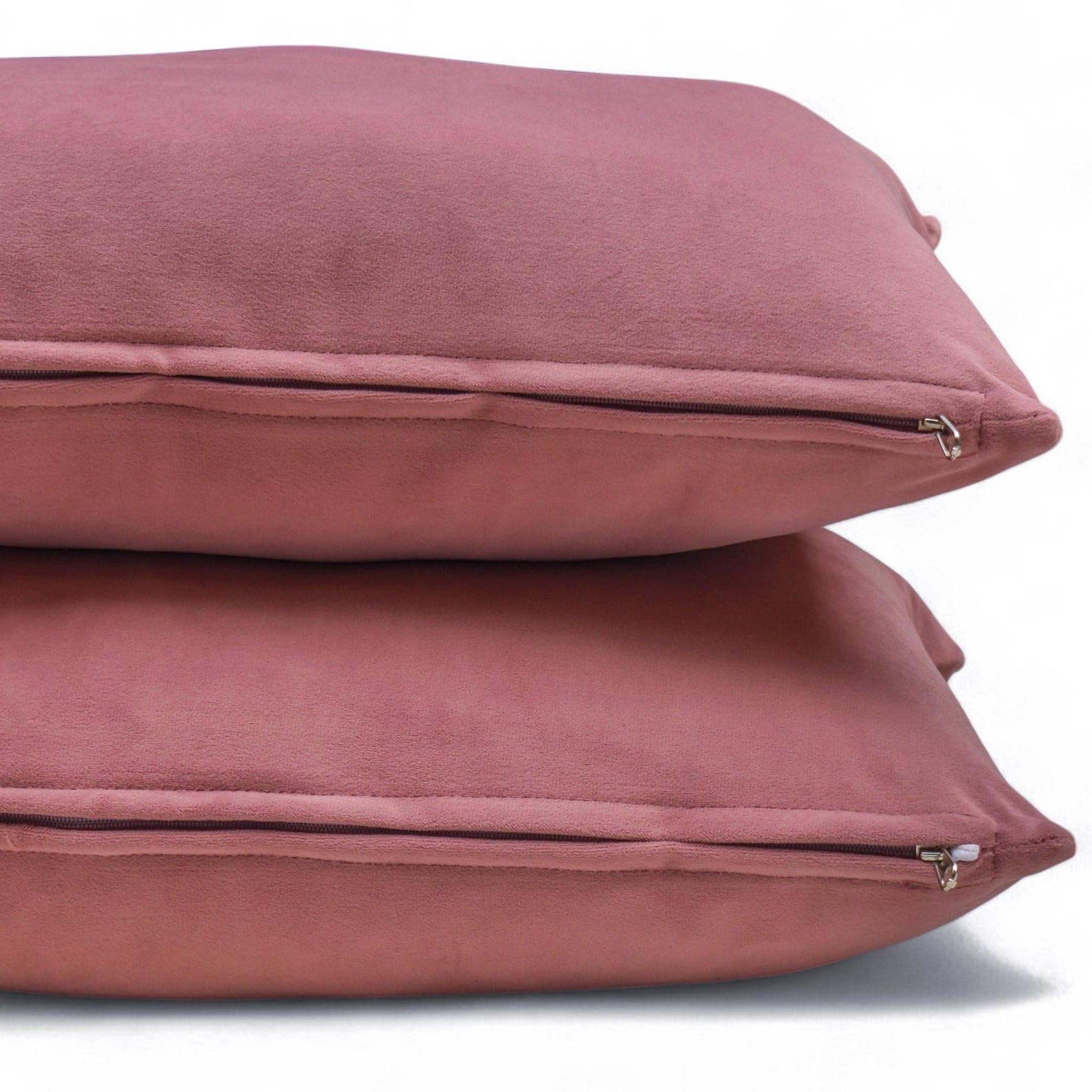 Rose blush Luxe Housse de coussin lombaire 50 x 70 cm | Paquet de 2 Moderne Velours Housse de coussin Solide | Plaine Taies d'oreiller pour canapé, sofa et lit - Blush Pink Velvet Dream