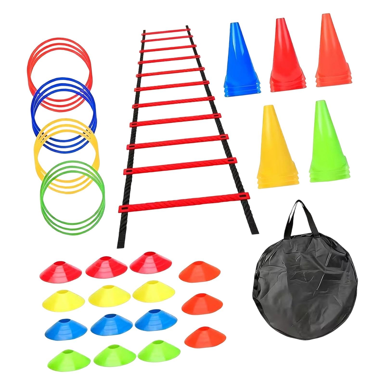Agility Ladder Portable Staircase Balance Jumping Obstacles Adjustable Rungs 44 Piece Red-image-31