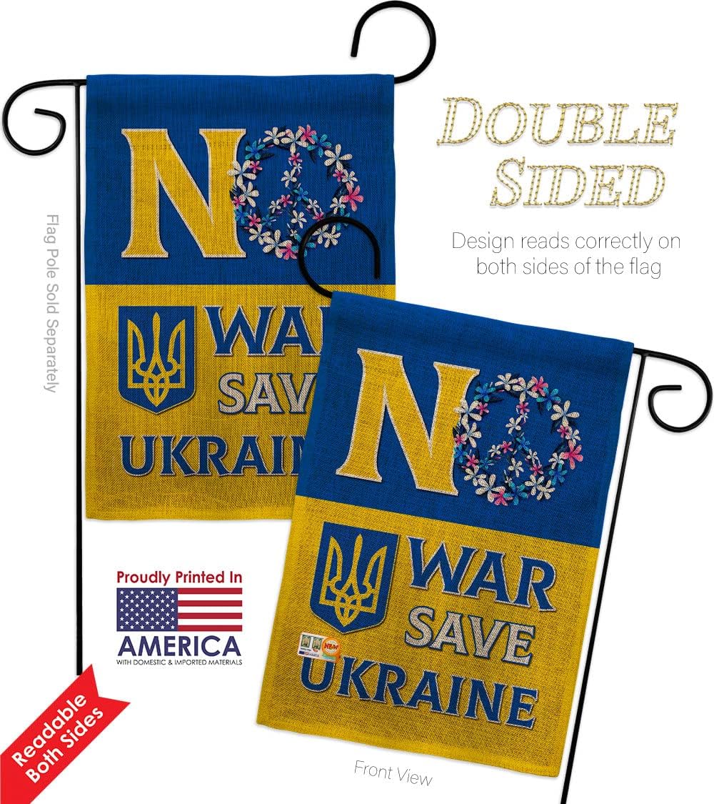 No War, Save Ukraine Burlap Garden Flag Support Cause BLM Anti Racism Justice Revolution Movement Equality Social Small Decorative Gift Yard House Banner Double-Sided Made In USA 13 X 18.5