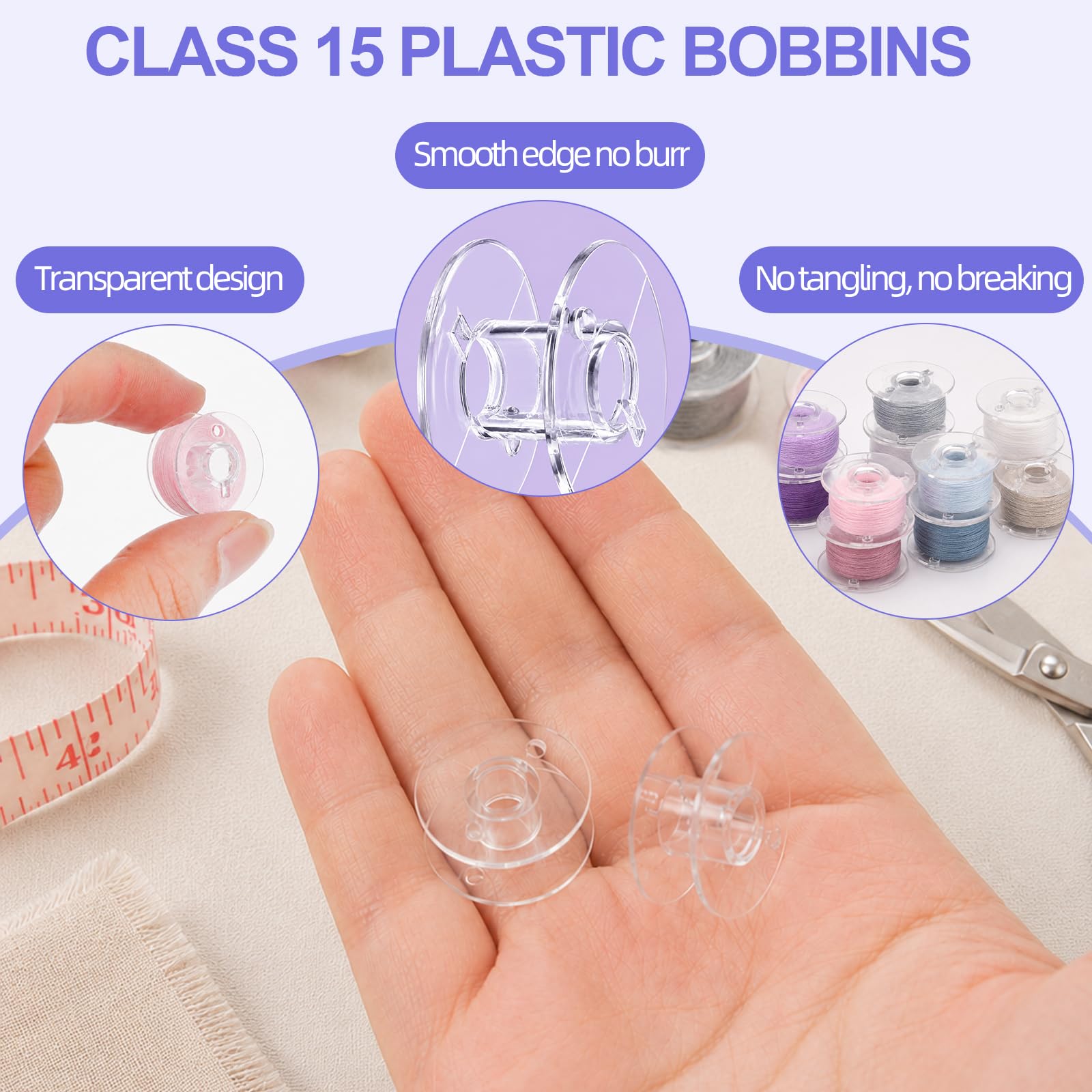 28 bobinas de plástico para máquina de coser clase 15 con estuche de 5