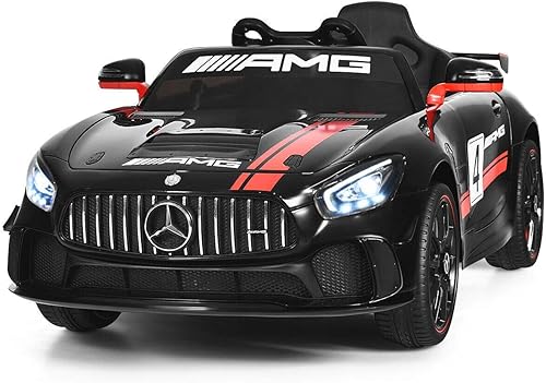 Costzon Vehículo eléctrico Mercedes Benz AMG GT con licencia de 12 V con control remoto puertas de apertura luces principalestraseras función de
