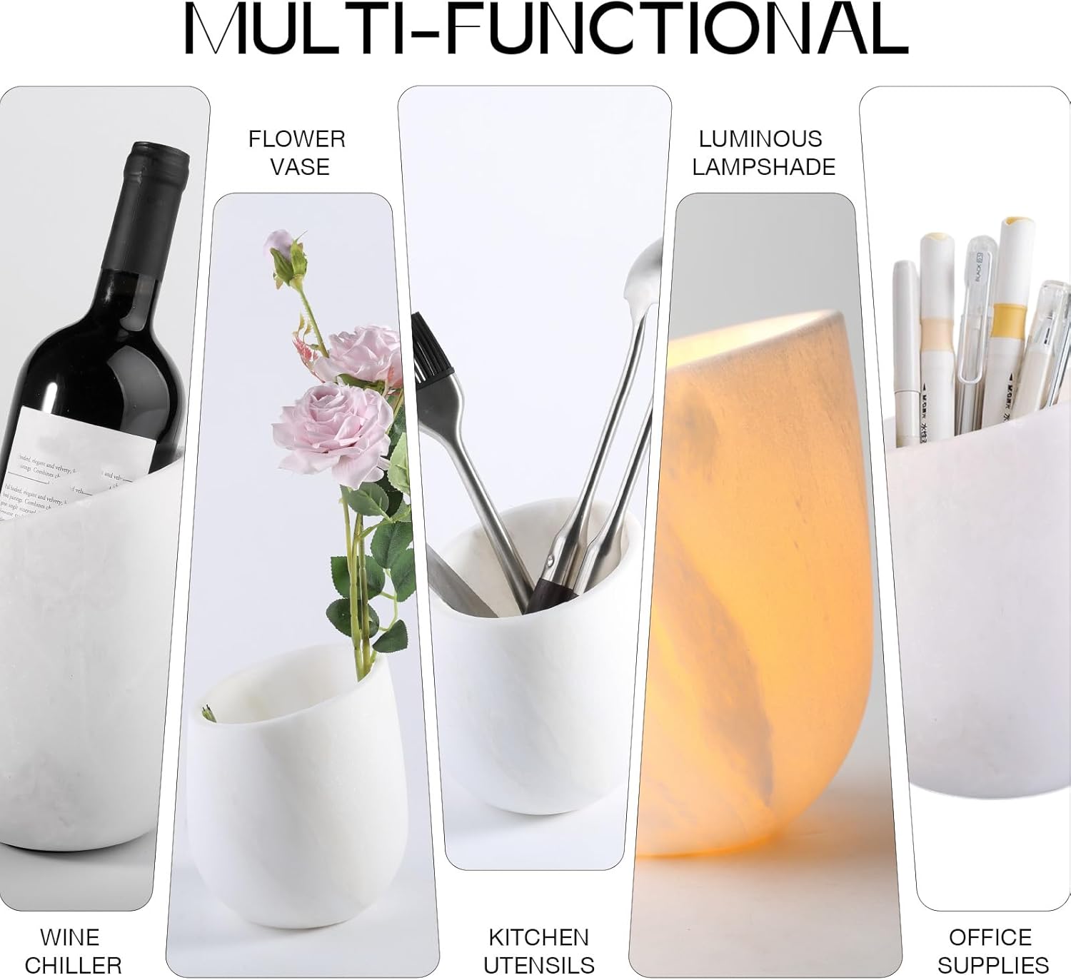 BCS Marble Wine Bottle Chiller Bucket - Versatile Wine & Champagne Chillers for Bottles - Applicable to Kitchen Utensil Holder That Also Serve as Lamp Shade