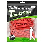 THIODOON Golf tees 2 1/8 inch Less Friction Wood Tees Training for Golfer Professional Natural Wood Golf tees Bulk 100 Count Golfing Tees