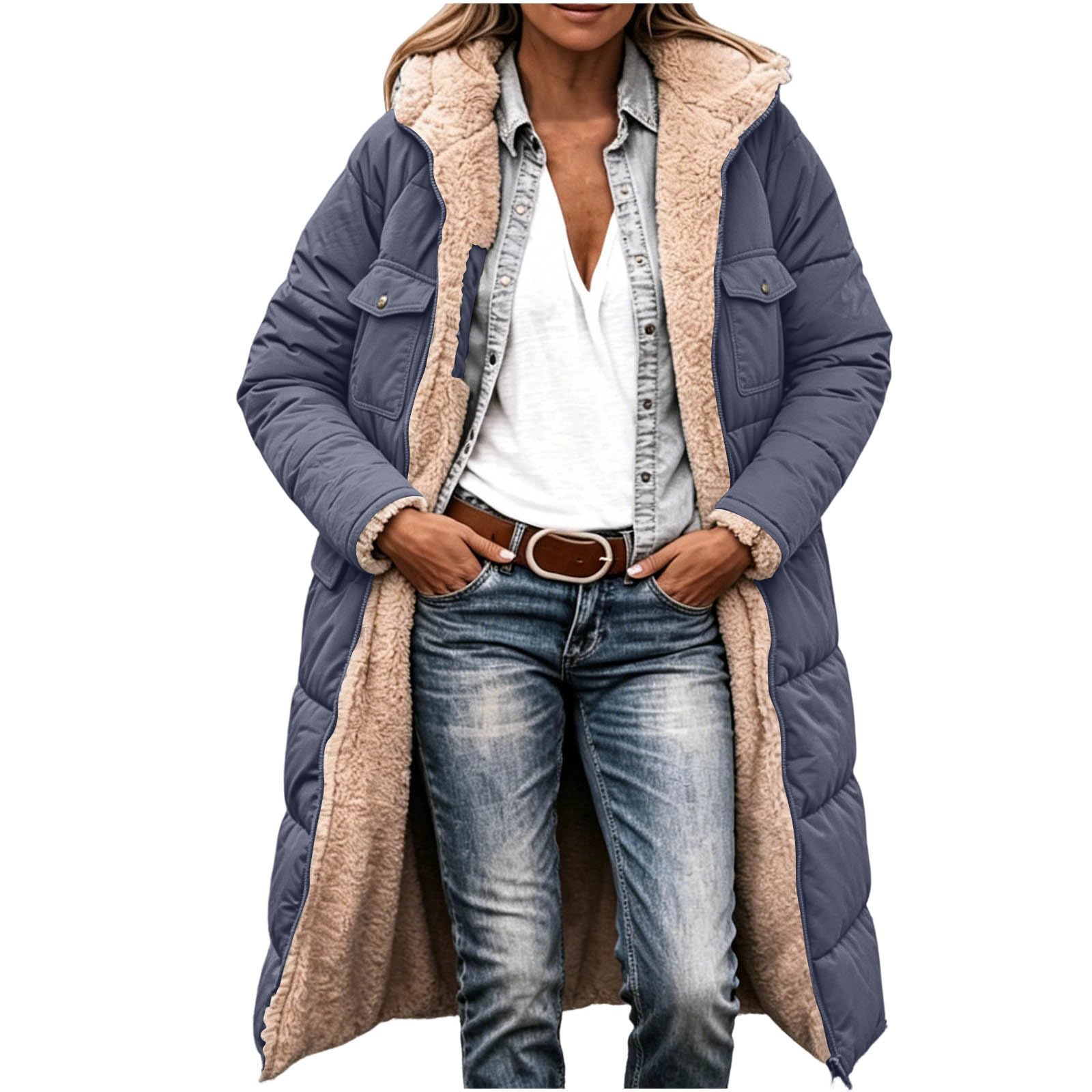 Cappotto da donna foderato in pile imbottito trapuntato giacca lunga