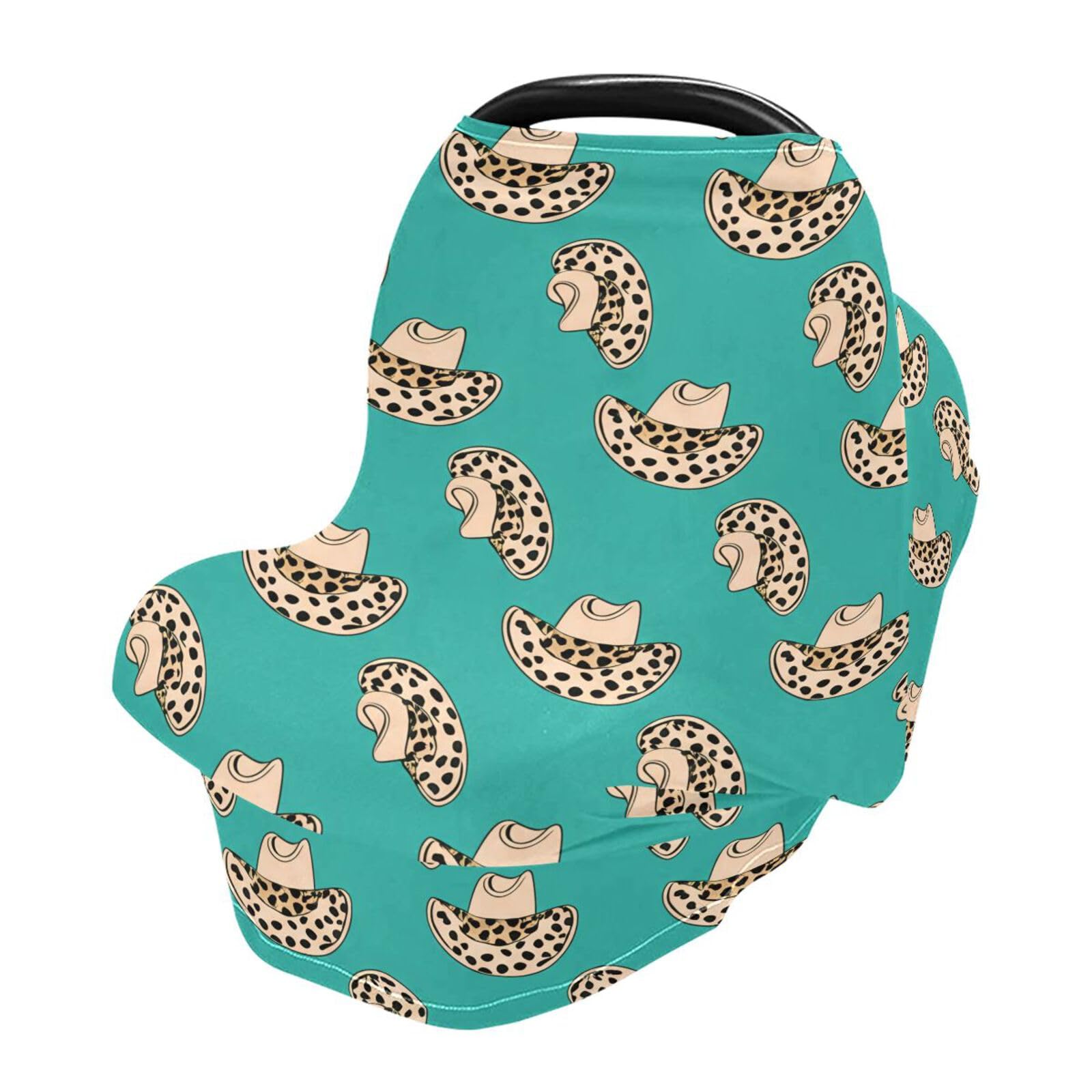 Nesatuwa Baby Car Seat Cover Cowboy Leopard Breastfeeding Covers Stretchy Breathable Multi-Use Cover Carseat Canopy for Girls and Boys