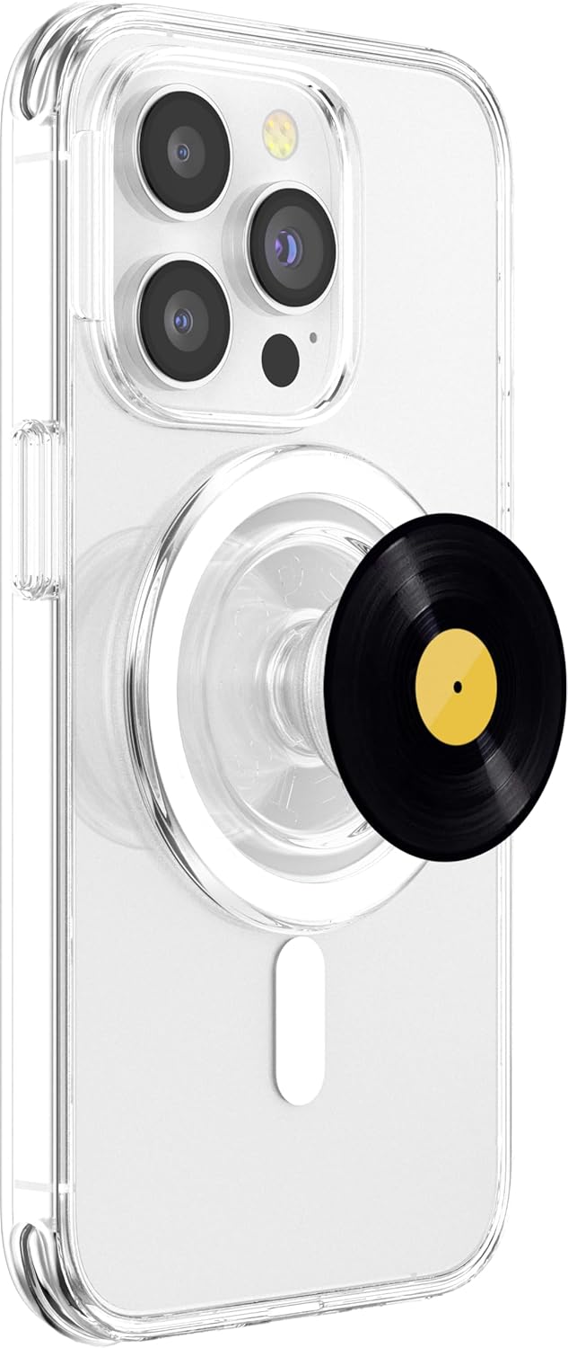 Grip Vinyl Record Yellow Black Design. Disc Grip PopSockets PopGrip for MagSafe