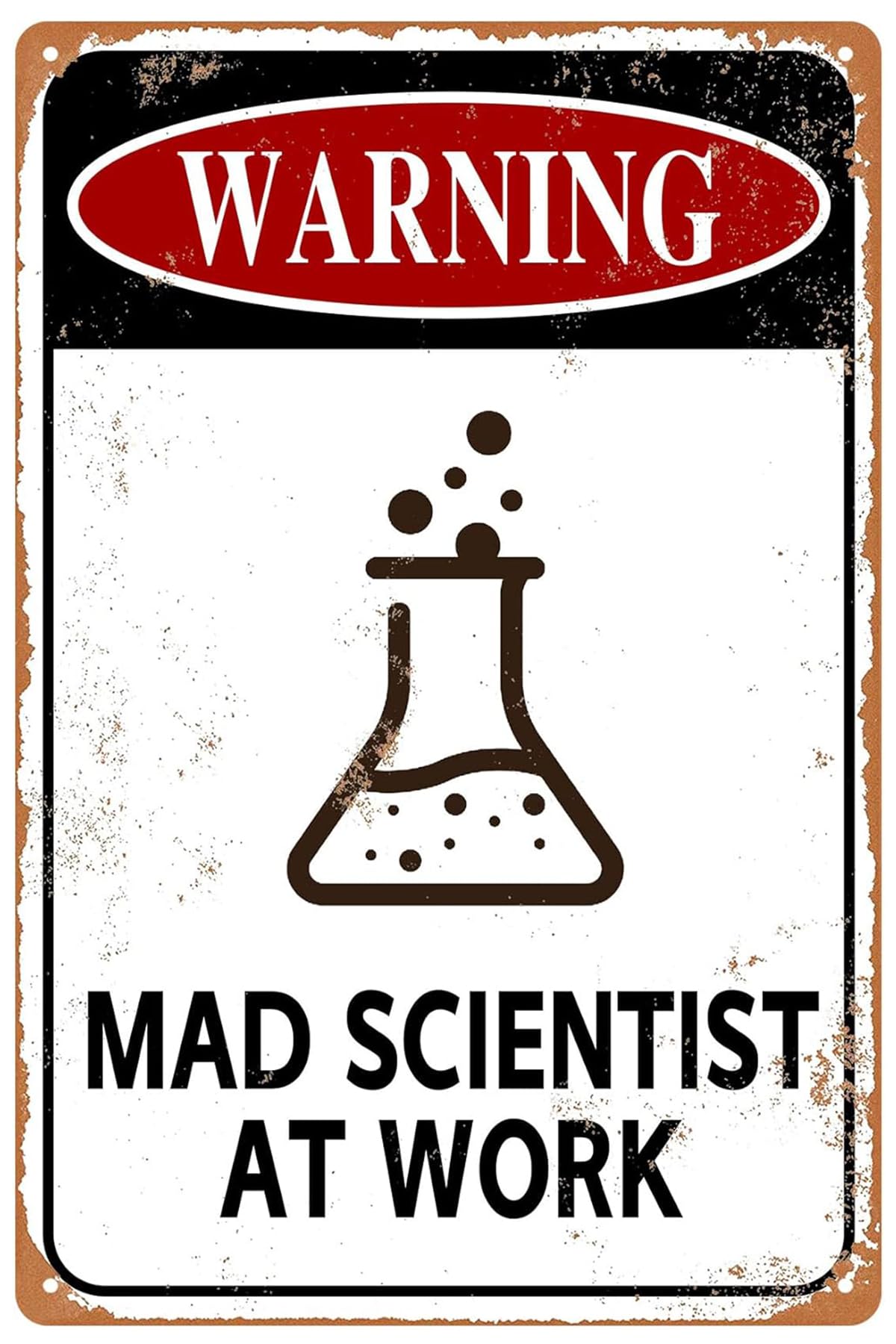 Bctxxa Mad Scientist Home Wall Decor- Laboratory Sign Tin Metal Decor Mad Scientist Props Science Poster Retro Metal Tin Sign 8X12 inches