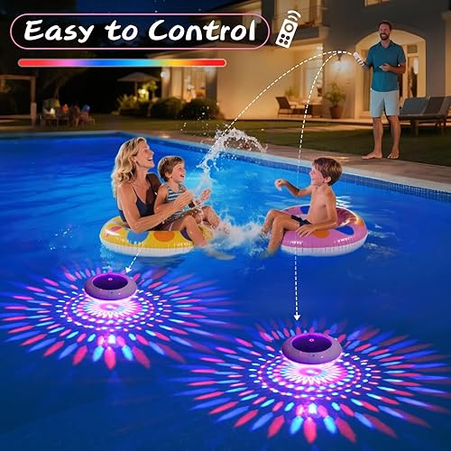 Miniatura 4 de Luces flotantes para piscina con control remoto, luces solares RGB de 6.5 pulgadas que flotan con 9 iluminación dinámica, luz flotante impermeable