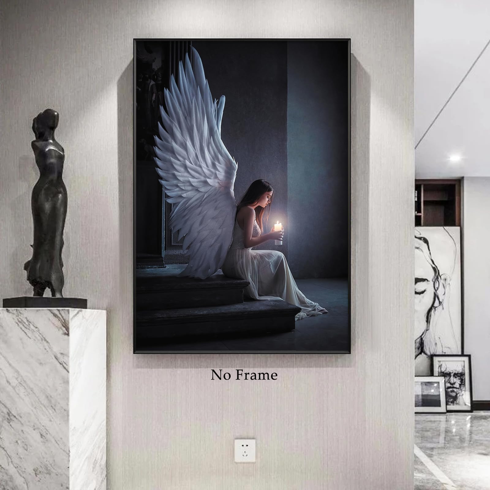 Amazon.co.jp: Angel Holding Candleポスタープリント写真白人女性天使 