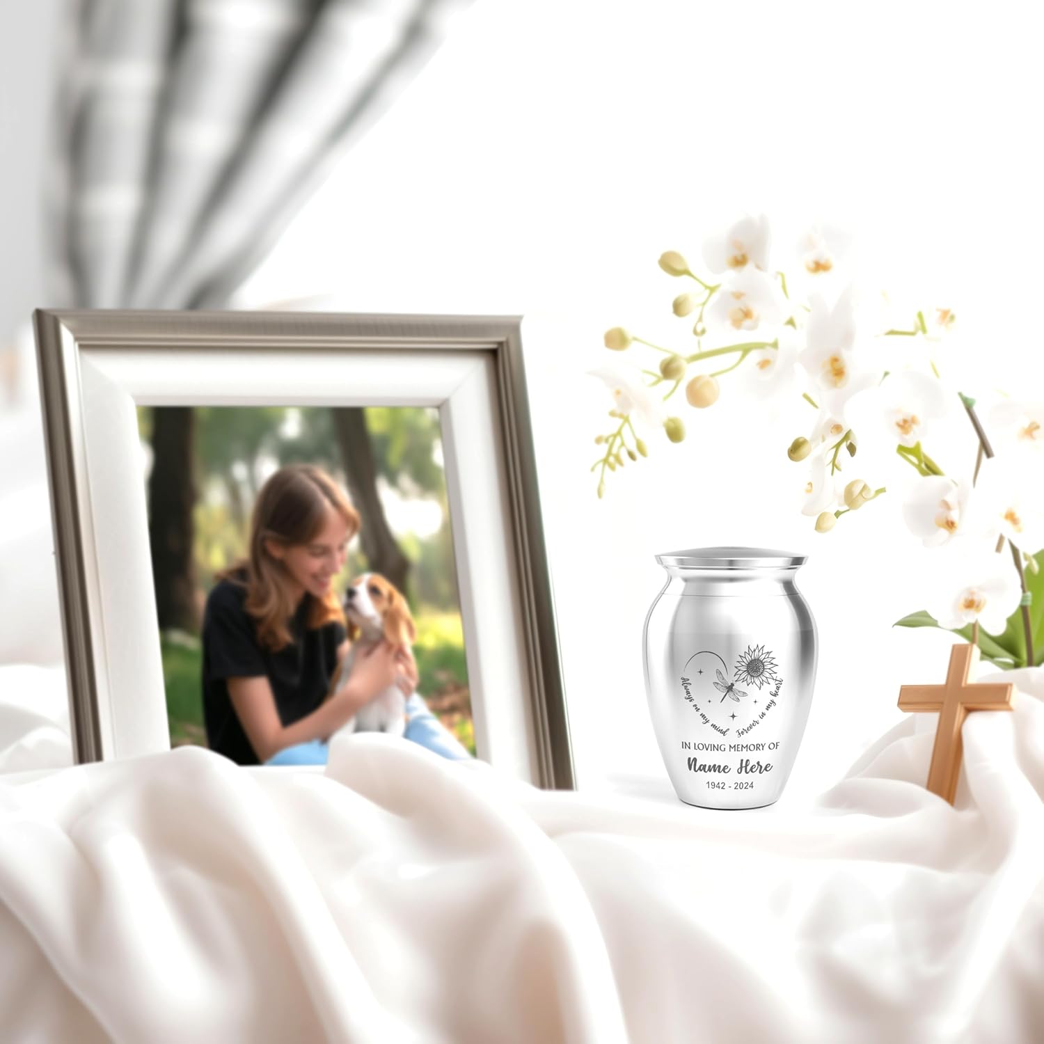 Artsy Woodsy Personalized Dragonfly Mini Urns Stainless Steel, Burial Decorative Keepsake Urn 2.56 inch, Funeral Memorial Urn for Loved One Adult Male Female Human Ashes (06, 2.56x1.77, Dragonfly)