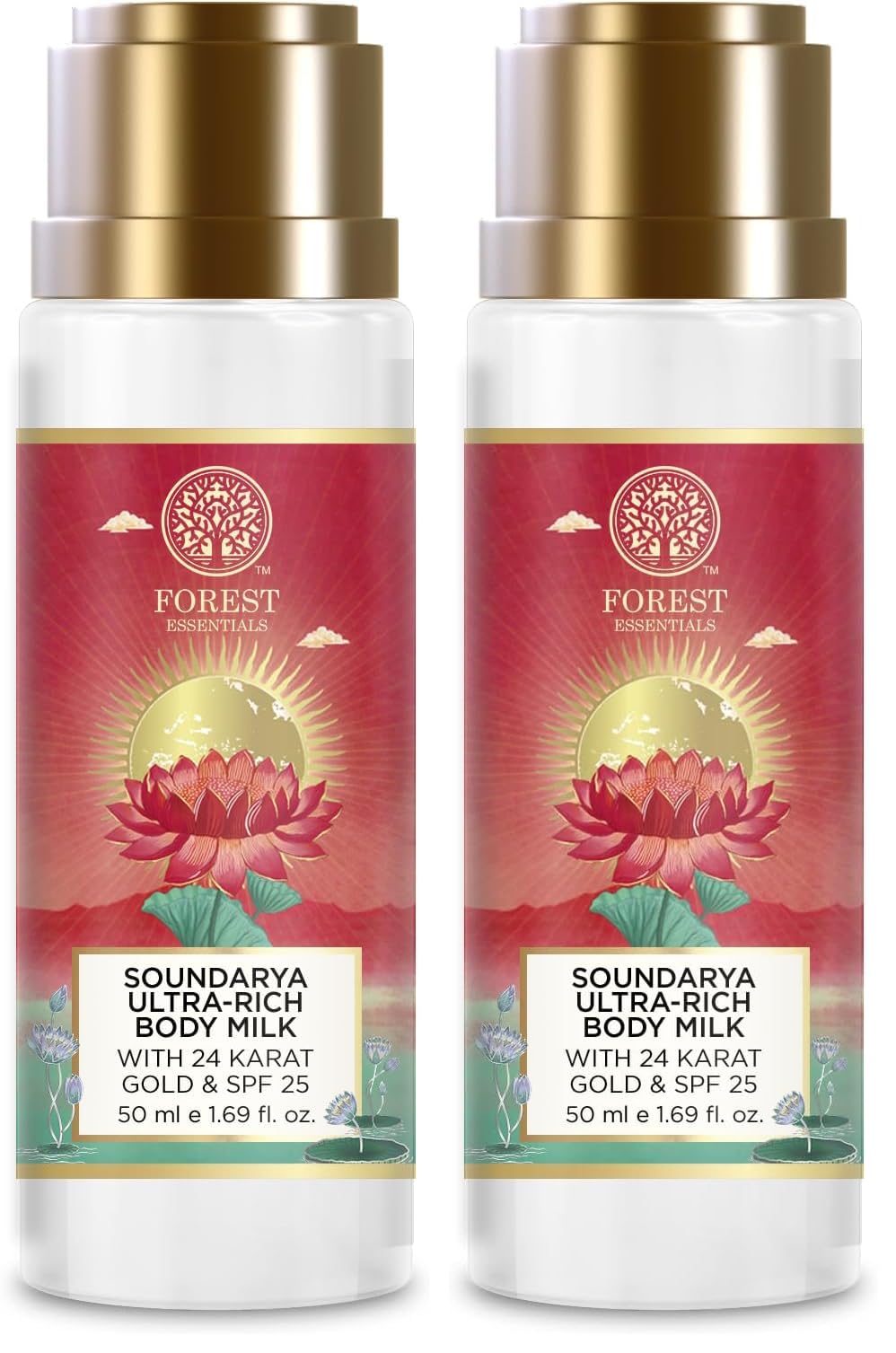 Forest Essentials Travel Size Ultra Rich Body Milk Soundarya With 24K Gold & SPF25 | Ayurvedic Body Lotion with SPF | Tan Removal Natural Body Moisturizer, UVA & UVB Protection, Paraben Free | 50 ml-image-7