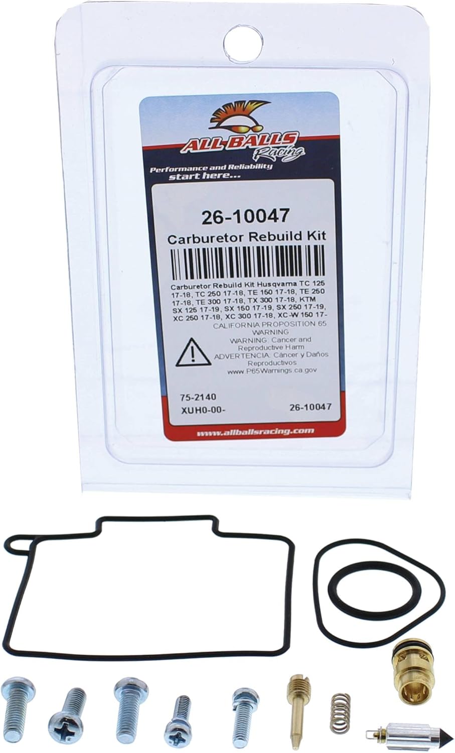 All Balls Racing 26-10047 Carb. Rebuild Kit Compatible with/Replacement For Husqvarna TC 125 & 250 2017-19, TE 150 2017-2019, TE 250 & 300 2017-2018, TX 300 2017-2019, KTM XC-W 300 Six Days 2017-2018
