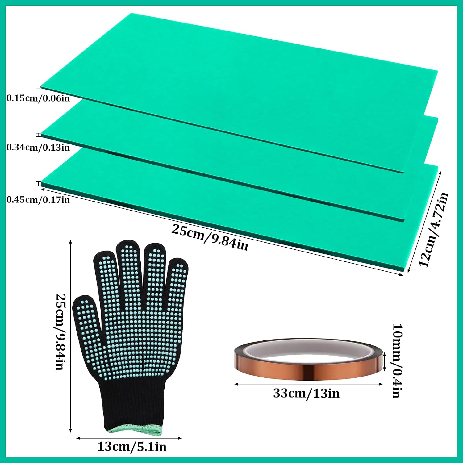ZOCONE Sublimation Tumblers Wrap Set for Cricut Mug Press Accessories, 3 Thickness Silicone Mug Tumbler Wrap Sublimation Blanks Products for Heat Press Sublimation Machine, 9.8 x 4.7 Inch (Green)
