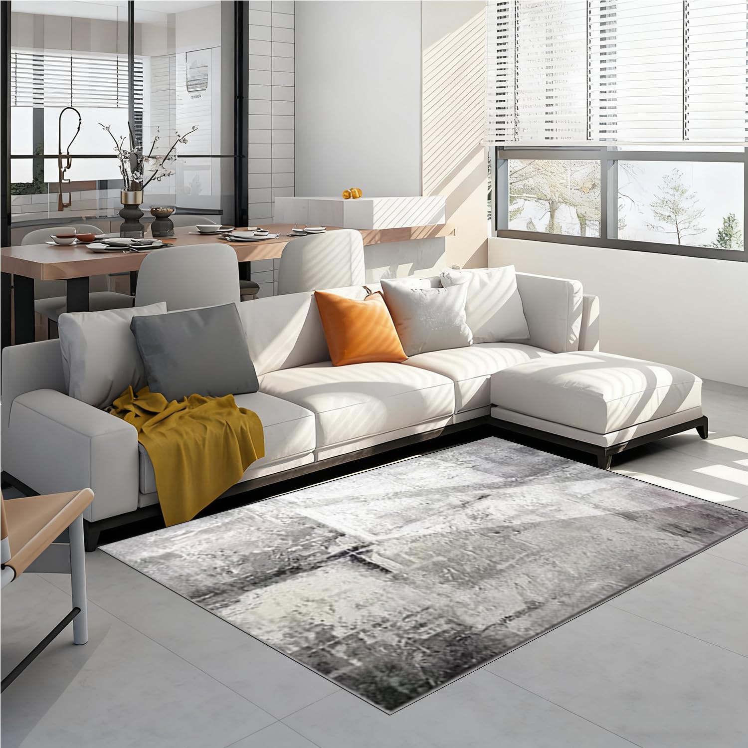 Tapis 220 x 240 cm moderne et lavable pour le salon et la chambre