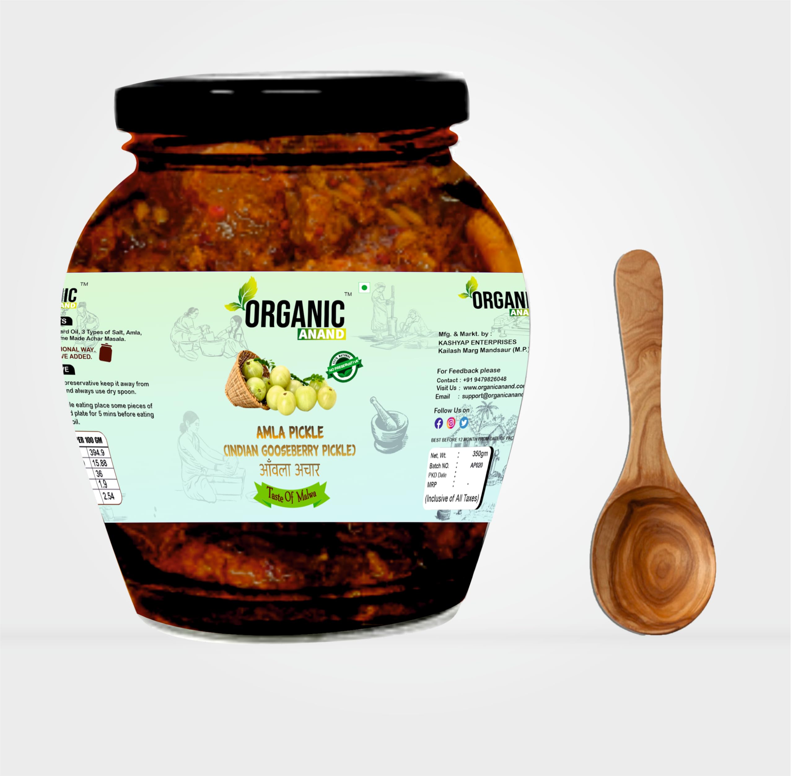 Organic Anand Homemade Amla Pickle 350gm Traditional Indian Gooseberry Ka Achaar with Neemwood Spoon Flavourful, Delicious Taste (B09TRL5MMF) Amazon Price History, Amazon Price Tracker