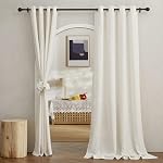 NICETOWN Linen Sheer Curtains 84 inches Long Light Filtering for Living Room, Flax Linen Semi Sheers Privacy Protect Rod Pocket & Back Tab Window Treatment for Bedroom, 52 Wide, Natural, 2 Panels
