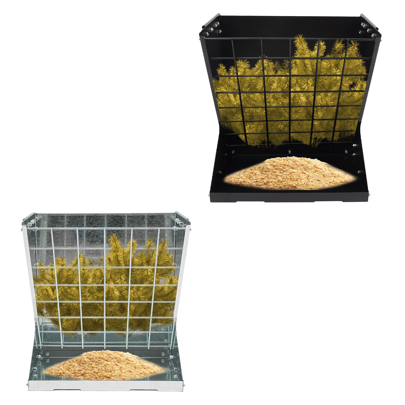 Grande rastrelliera per fieno 2 in 1 per pecore e capre, con mangiatoia, per fieno e cereali, in metallo, da appendere, per diverse stalle e coralli