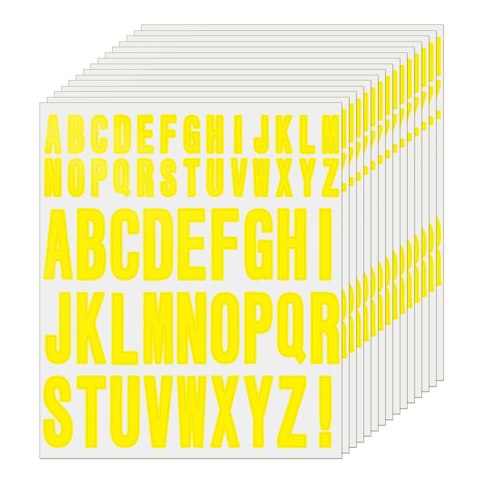 FINDAT 30 Sheets 1560 PCS Yellow Letter Stickers 25 mm 45 mm Vinyl