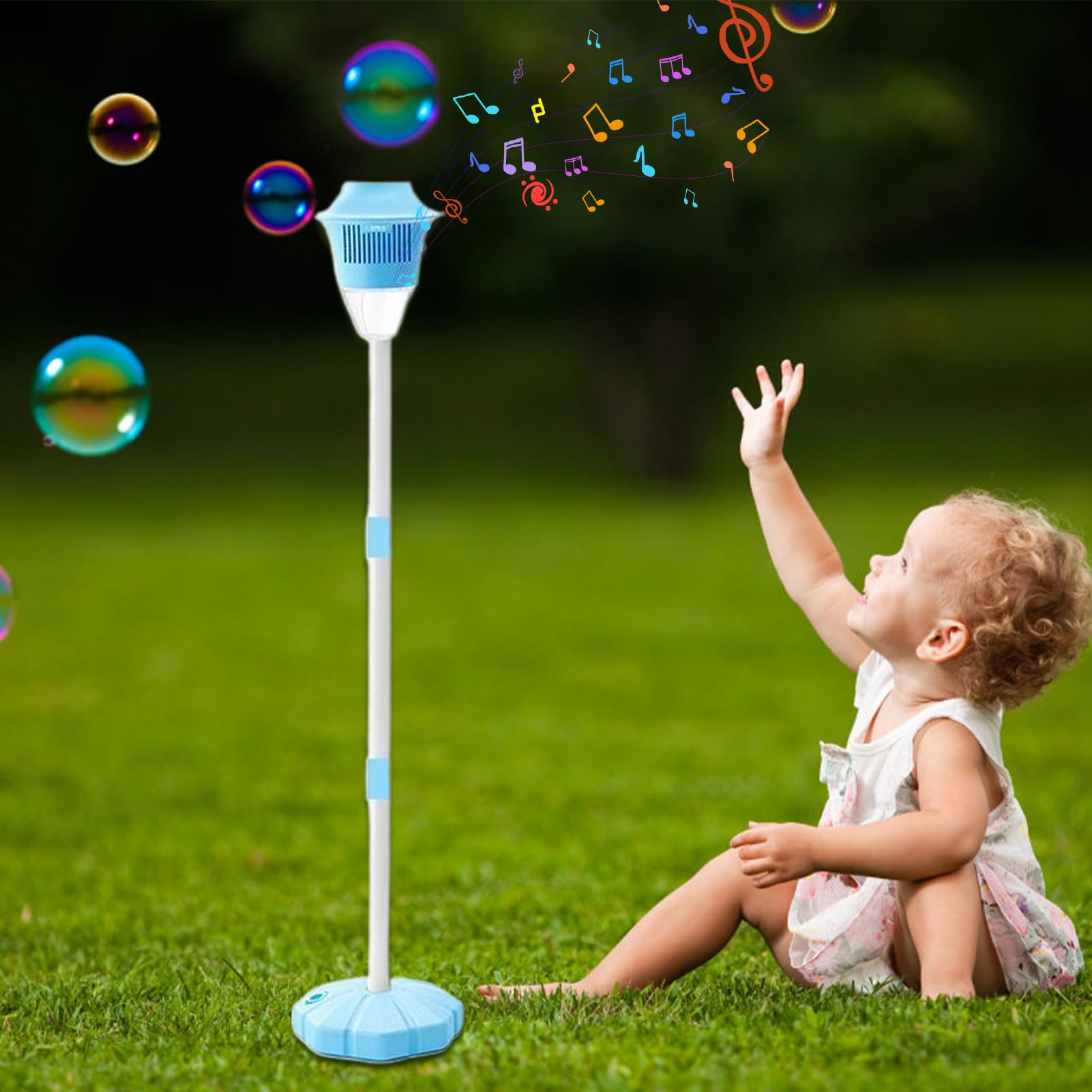 Bubble Machine Laterne, Bubble Tapper Gartenlampe,Gartenstehend automatischer Bubble Maker - Wiederaufladbare Spielzeuglandschaftsdekoration mit Verstellbarer Höhe für Hochzeit, Geburtstag,
